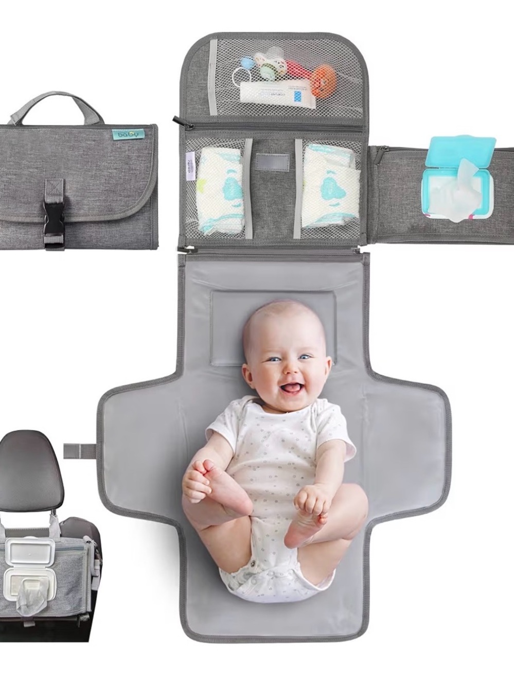 Kopi Baby Portable Changing Pad Grey